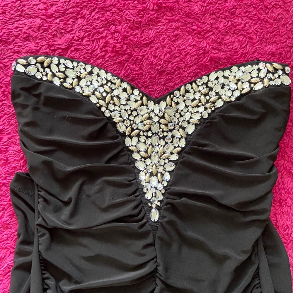 Sweetheart Jeweled Black Dress